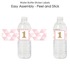 Big Dot of Happiness 1st Birthday Girl - Fun to be One - First Birthday Party Water Bottle Sticker Labels - Set of 20
