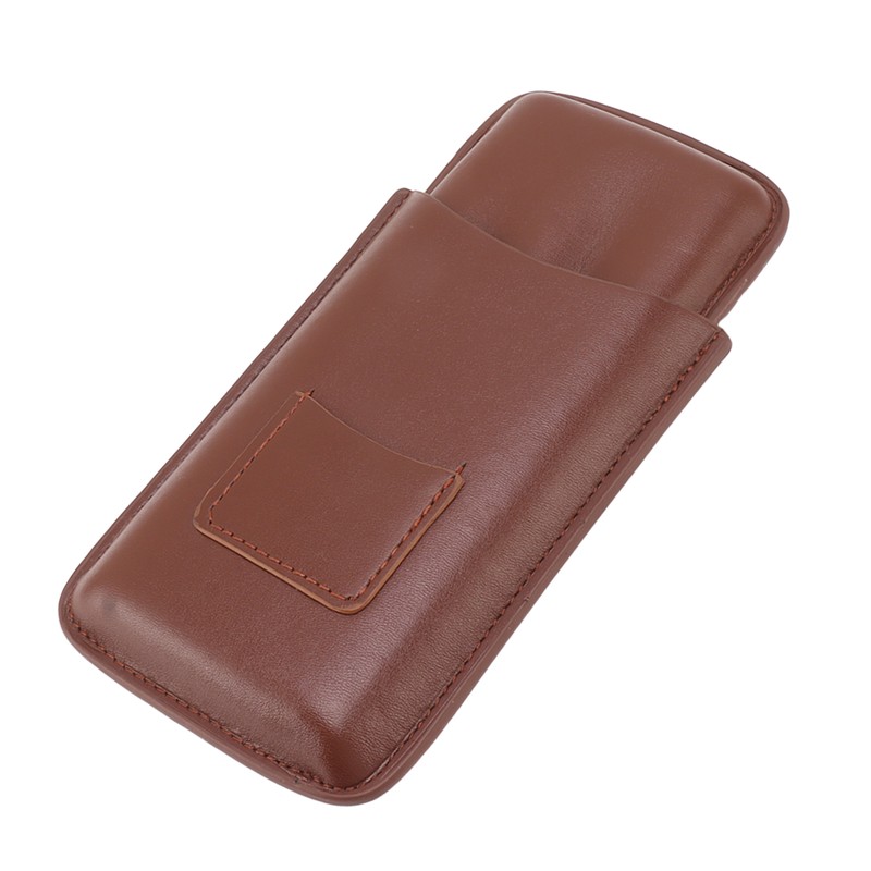 Leather Cigar Case Portable 3 Finger Cigar Humidor Carrying Case
