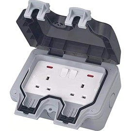 Electrical Double Weatherproof Outdoor Switched Power Socket, IP66 Rated, 13 Amp WPS213