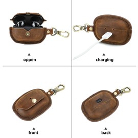 TSVSXS Leather Case Compatible with Sony WF-1000XM5, Cute Soft Genuine Leather PU Protective Case Cover Compatible with Sony WF-1000XM5 with Keychain