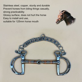 Broca para filete de acero inoxidable con anillo en D de cobre y cadena para boca de caballo de 125mm, mano de obra fina con cadena