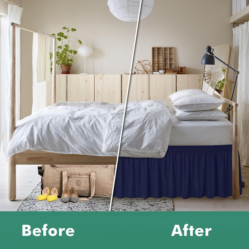 Biscaynebay Wrap Around Bed Skirts with Split Corners for Full