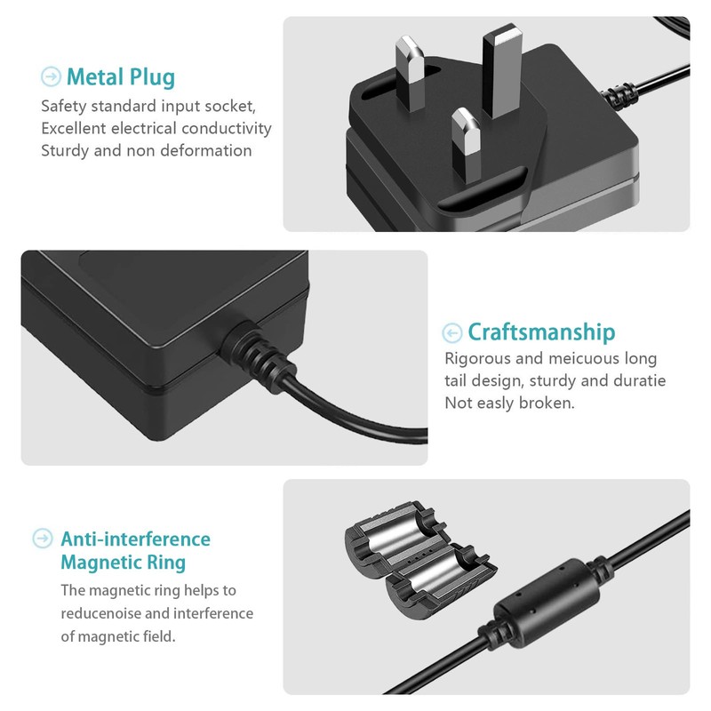 Security Camera Power Supply, 12V 2A Power Supply for 12Vdc