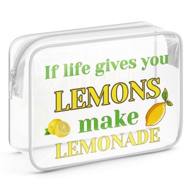 Sazuwu Motivational Gifts for Friend Clear Makeup Bag with Zipper Lemonade Gifts for Women Positivity Gifts for Coworkers Cosmetic Travel Bag Organizer Lemons Themed Gifts Inspirational Gift Ideas