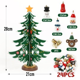 BOFUNX Advent Calendar DIY Christmas Tree with 24 Pieces Christmas Pendants Wooden Christmas Tree Ornaments Christmas Tree Decoration Children's Gift