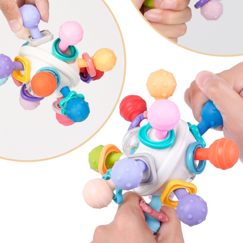 Baby Hand Rattle Toy Colorful 12 Teething Balls Gum Massage