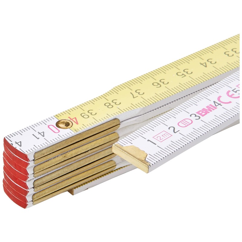 BMI 982980200 Wooden-Folding Rule, White/Yellow, 2 m