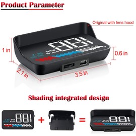 Fastsun M7 OBD2 GPS Head-Up Display, Auto Speedometer With Warning Alarm, Windshield Projector Over-Head Display, Compatible With All Cars and Trucks