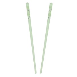 Green Clear Hair Stick Chop Sticks with Diamond Flower