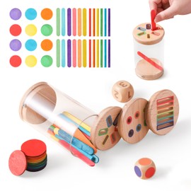 Montessori Wooden Color & Shape Sorting Toy Set for 1-3 Year Old Learning Fine Motor Skills & Color Recognition Educational Sensory Matching Games for Preschool Kids Safe, Durable Gift for Boys Girls