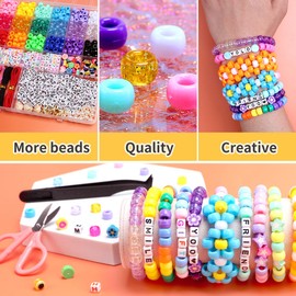 GAGANIU Bracelet Making Kit, Friendship Bracelet Kit Beads for bracelets making Colorful Pony Beads Polymer Clay Beads Charms Letter Beads for jewelry making, DIY Beading Supplies Crafts Set