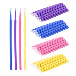 Surplex Pack of 400 Cotton Buds, Head Bendable Ultra-Fine Microbrush Micro Brushes, Cleaning Sticks for Mini Brush, Eyelash Extension Accessories for Makeup and Cleaning (Purple + Blue + Pink + Yellow)
