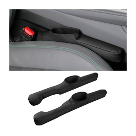 JNNJ 2 x Car Seat Gap Filler, Universal Seat Gap Filler PU Leather Car Seat Gap Stopper, Seat Gap Filler Plug for Car, SUV, Truck (Black)