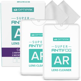OPTIPAK Anti Fog Spray for Glasses – Ultra Slim Portable Travel Friendly Antifog Cleaner with Microfiber Cloth for Eyeglasses, Goggles, Sunglasses - Eyeglass Defogger Spray for Mask Wearers (20 mL) (2 pack)