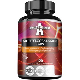Methylcobalamin B12 100 mcg- 120 Vegan Tablets | 480 Servings - Energy Metabolism & Immune Support - by Apollo's Hegemony