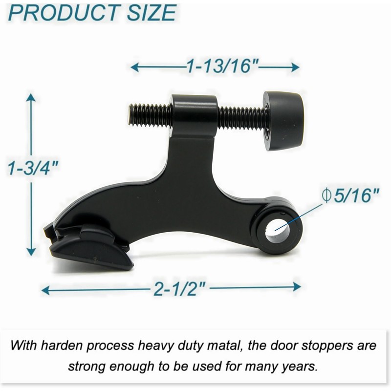 8 Pack Hinge Pin Black Door Stopper, Adjustable Heavy Duty