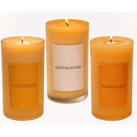 Natural Beeswax Candles Lavender/Sandalwood/Vanilla Sky Scented, 140H Burn Time,Prayer Home Decor, Eco-Friendly Gifts for Relaxation & Aromatherapy (3Pack, Vanilla Sky,Lavender,Sandalwood Mixed)