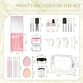 Maxdot Juego de 20 Recipientes de Maquillaje de Viaje, Minibrochas de Maquillaje, Botellas Vacías con Espátulas para Los Dedos, Accesorios Cosméticos Rellenables A Prueba de Fugas para Artículos de To