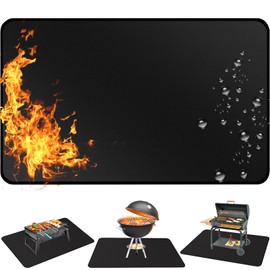 Large Under Grill Mat, Fireproof Grill Pads for Outdoor Charcoal, Flat Top, Smokers, Gas Grills, Deck and Patio Protective Mats, Indoor Fireplace Mat Prevents Ember Damage Wood Floor (122 * 76 cm)