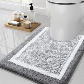 smiry Microfiber Non-Slip Bath Mats for Bathroom, Extra Soft Absorbent Bathroom Mats Rugs, Machine Washable Quick Dry Floor Mats, 50 x 60 cm, Grey