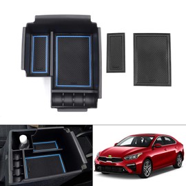 Autorder Center Console Organizer for 2019-2024 Kia Forte Accessories Armrest Storage Box Secondary Insert Tray with 2 Color Mats