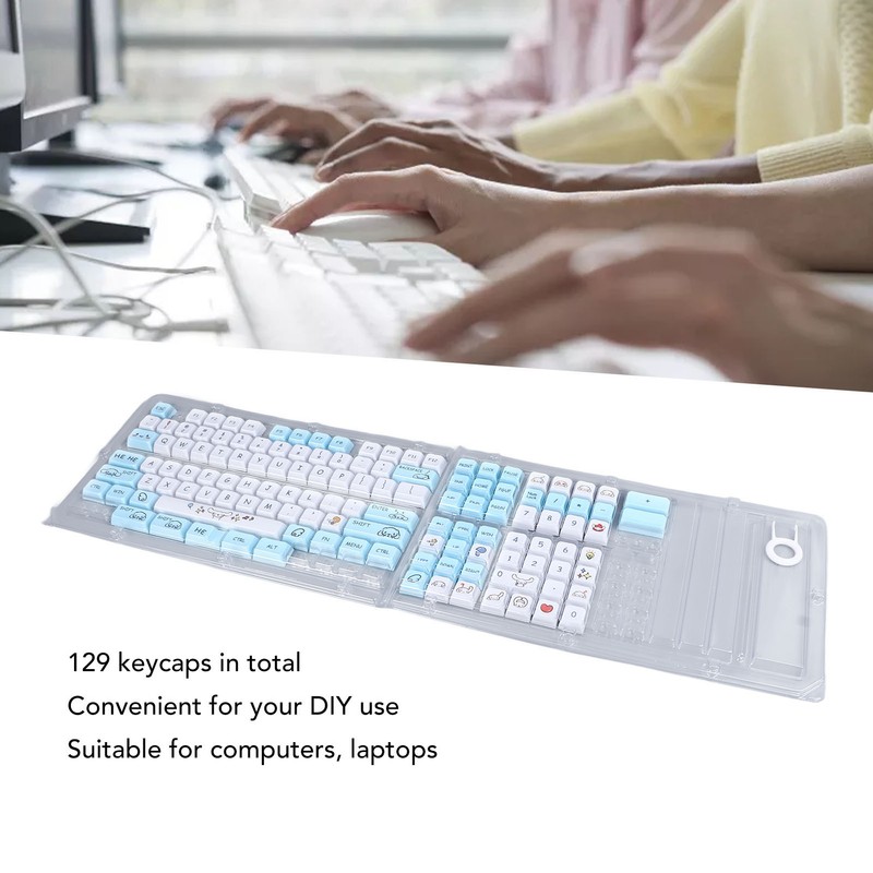 129 Keys Keycaps for XDA Height Accurate Keystrokes Blue White