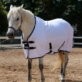 TARFEPA Horse Fly Sheet Equine Summer Sheets, Comfy Mesh Bug and Mosquito Protection Standard Neck - White 72"