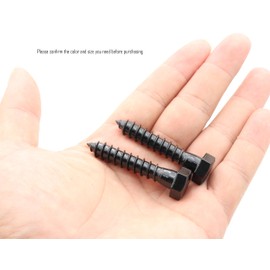 LBY 10pcs Lag Screws, 3/8" x 2" Hex Head Lag Screws Bolts (with Washers), Heavy-Duty Wood Screws for Decking & Structural Fastening, 304 Stainless Steel, (Black)