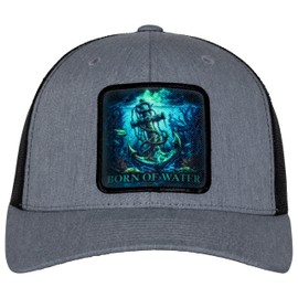 Anchor Patch Scuba Diving Trucker Hat: Mens Adjustable Snapback for Fishing, Spearfishing - Heather Gray/Black