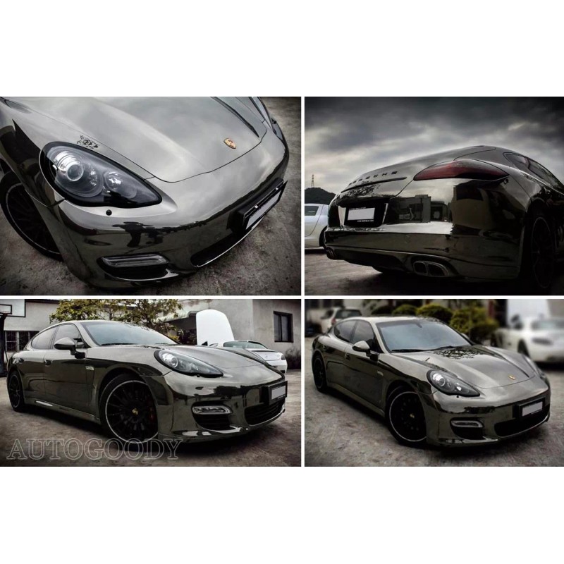 AUTOGOODY 84" x 60" Dark Chrome Mirror Black Vinyl Film