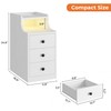 LIKIMIO Narrow Nightstand with Charging Station and LED Lights, Modern