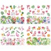 Set of 12 Flamingo Flower Flower Monstera Nail Stickers Water