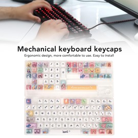 PBT 123 Keycaps, Cartoon Cute Keys Keycaps PBT Universal Compatiability Keycaps, XDA Like Height Keycaps for 61 87 96 98 104 108 Mechanical Keyboard