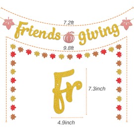 Friendsgiving Banner,Friendsgiving Decorations,Fall Autumn Friend Party,Thanksgiving Banner Friends Party Decorations Supplies (Gold Friendsgiving)