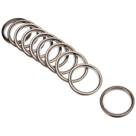 GARDINIA Gardinenringe für Gardinenstangen mit Ø 20 mm, Mit Gleiteinlage und Gardinenhaken, 10 Stück, Serie Chicago, Breite 4 mm, Metall, Titan