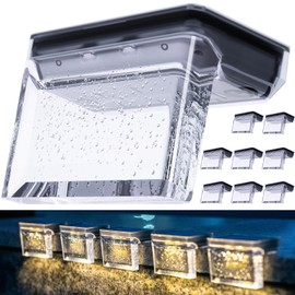 Qualdout Solar Deck Lights 8 Pack, Solar Step Lights IP65 Waterproof Solar Powered Outdoor Led Lights for Fence Railing Wall Pool Stair Yard Garden Patio Pool Decorations (Warm White) | Qualdout