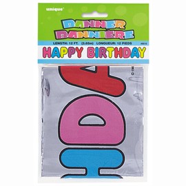 Multicolor Happy Birthday Foil Banner (3.6 meters) 1 Count - Vibrant & Eye-catching Party Decor