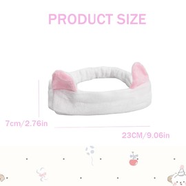 VGRDTW Cat Ear Spa Headband - Elastic Soft Skincare & Makeup Hair Band for Women, Ideal for Facial Care, Washing Face & Yoga (White)