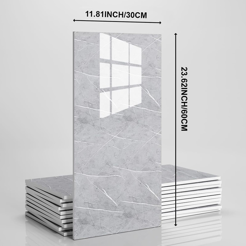 proprodiudiu 10PCS Peel and Stick Backsplash Marble Wall Tiles 23.6"x11.8"