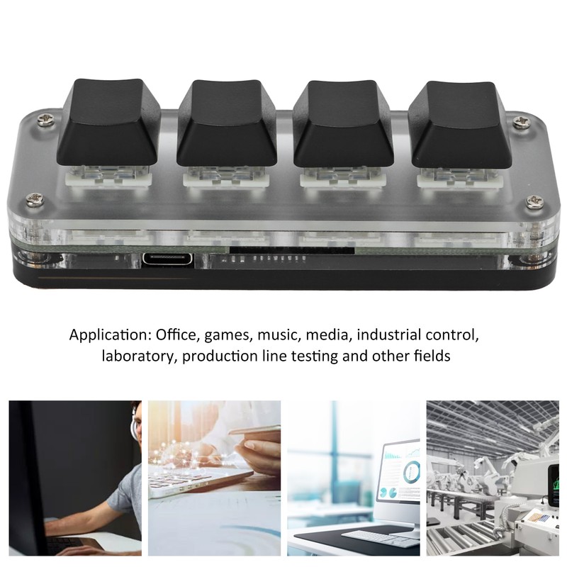 Mini 4 Key Gaming Keyboard Mechanical Keypad Type C to