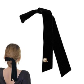Ribbon Hair Accessory, Hair Ornament, Velour, Hair Accessory, Wedding, Black, Hair Clip, Hair Arrangement