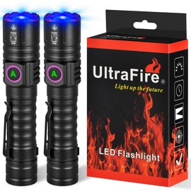 ULTRAFIRE Powerful 365nm UV Flashlight - Rechargeable LED Blacklight, Multi-Functional and Invisible 365nm Light - Compact Fluorescent Lamp for Pet Stains Detection, Resin Curing - Pack of 2