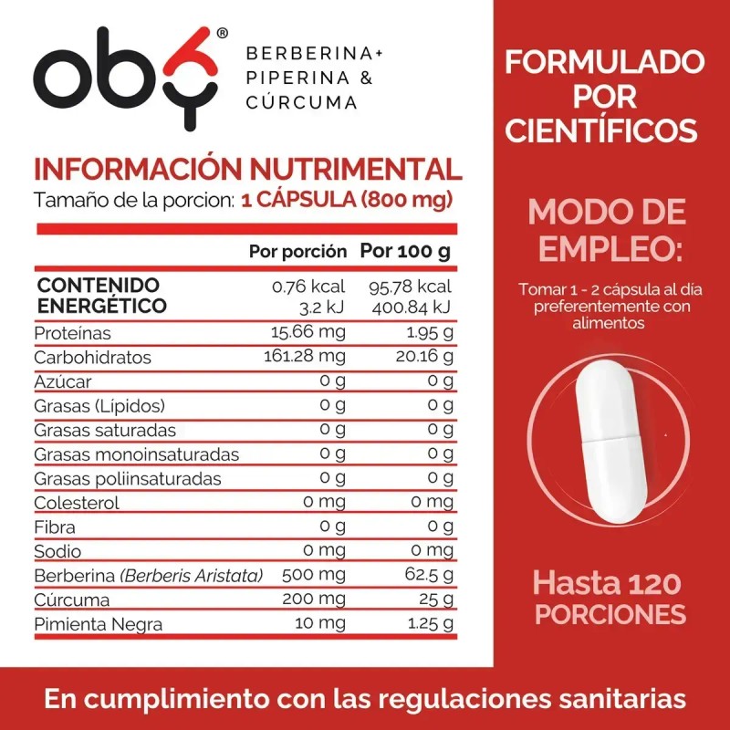 Complejo Berberina Cúrcuma Piperina Caps