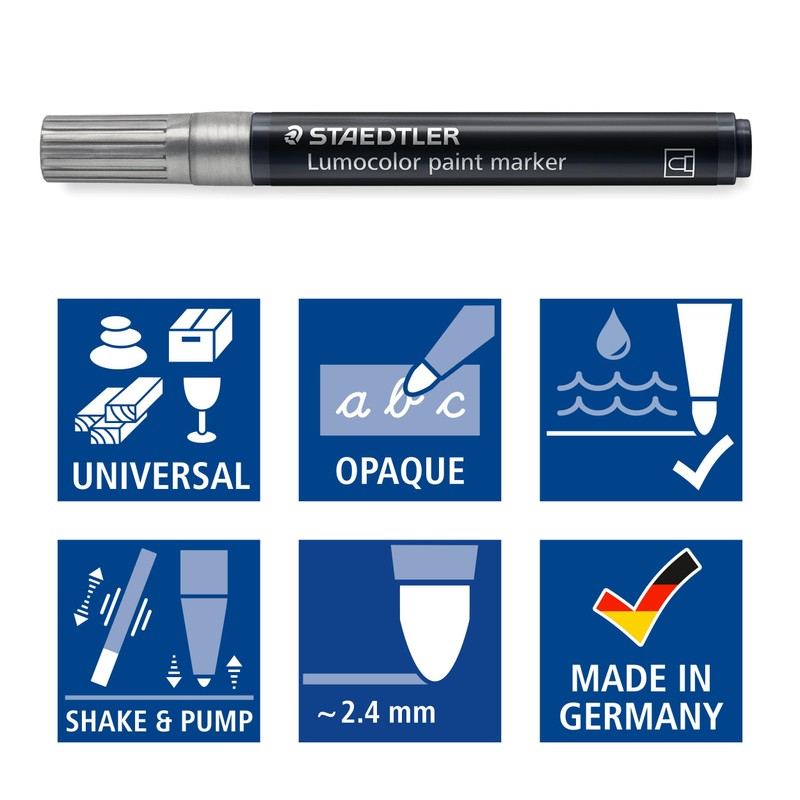 STAEDTLER 349-81 Lumocolor Acrylic Paint Markers, 2.4mm Line Width -