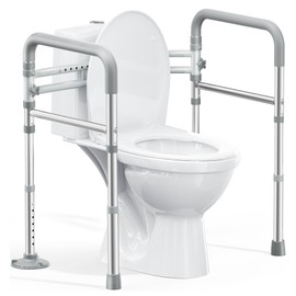 HOMLAND Toilet Safety Rails for Seniors, Adjustable Height & Width 350lb Toilet Handles for Elderly and Disabled, Foldable Toilet Safety Frame, Fit Any Toilet