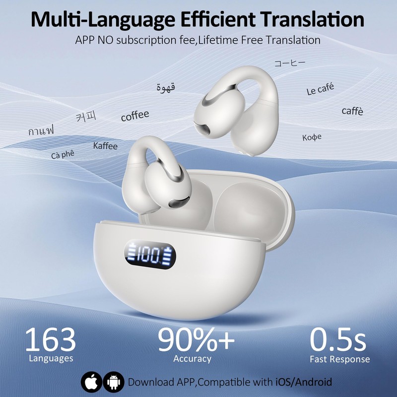 Language Translation Earbuds Real Time, IAMJOY Language Translator Earbuds Open