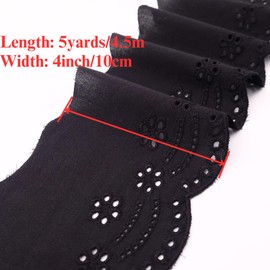 ZNZAKKA Eyelet Lace Trim Black Embroidered Cotton Lace Trim for Clothing Accessories Crafts Home Decoration