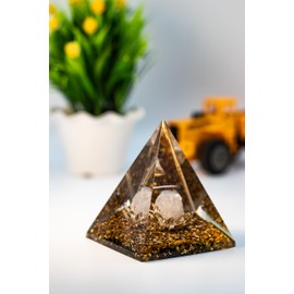 Tiger Eye Orgone Pyramid | Flower of Life Balance Reiki Healing Meditation Orgonite Pyramid | Paper Weight | Positive Energy Generator | EMF Protection