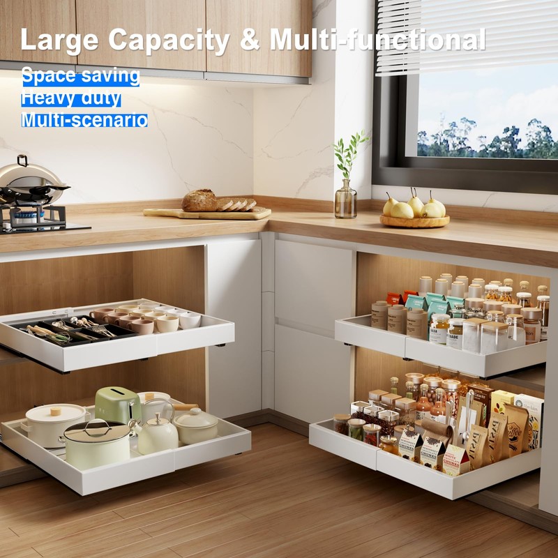 Mustorn 2 Pack Pull Out Cabinet Organizer Expandable, 21" Deep