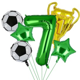 Soccer Balloons 7th Birthday Decoration for Boys, Soccer Balloons Foil Mylar Green Soccer Sports Theme Party Supplies Decor (7th)